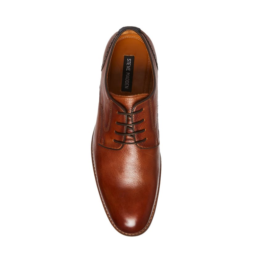 Brown Steve Madden Bannon Leather Men's Derby Shoes | PH 319216OU